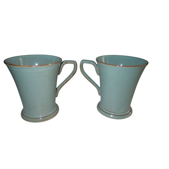 Interiors Prairie Turquoise Stoneware Mugs‎ Set of 2 Made in Indonesia - Picture 1 of 8